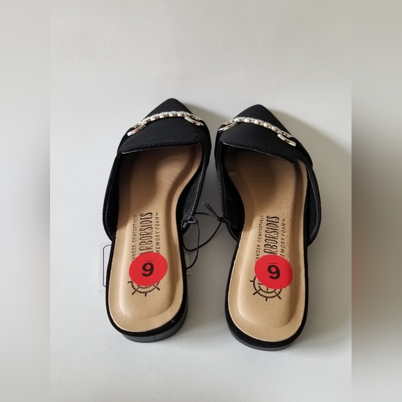 Women's Wander Comfortably Memory Foam flat Mules with silver hardware SZ 6 - Picture 10 of 11